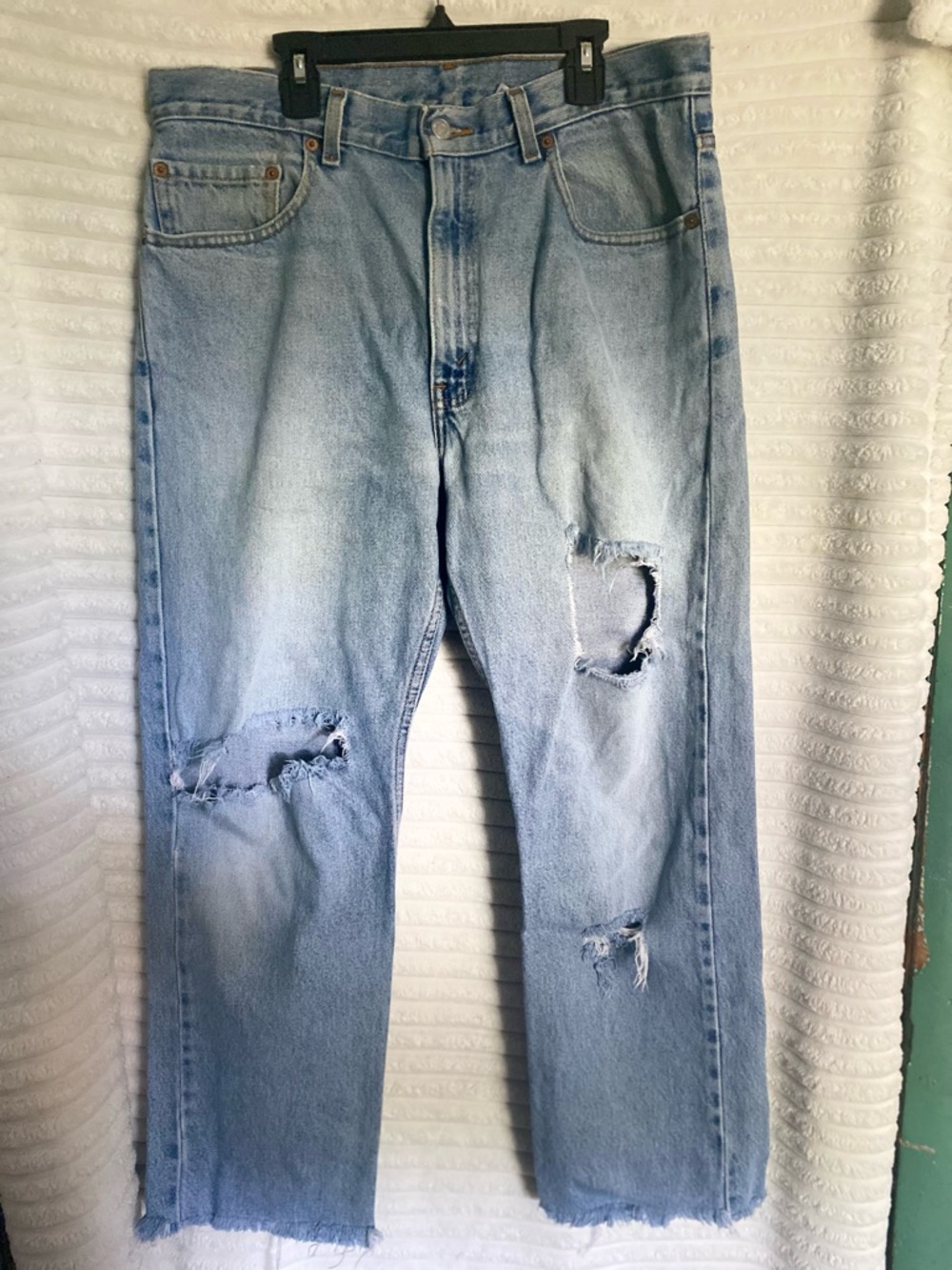 Levi's Light Blue Distressed Straight Jeans